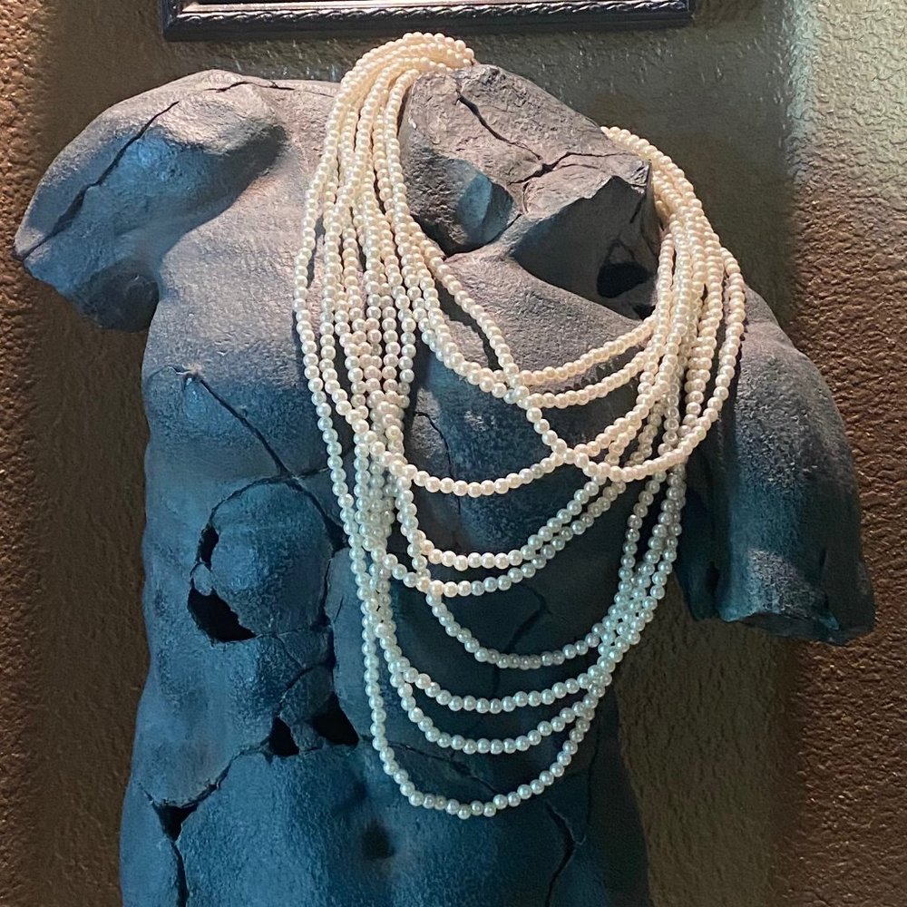 10 Strand Faux Pearl Necklace